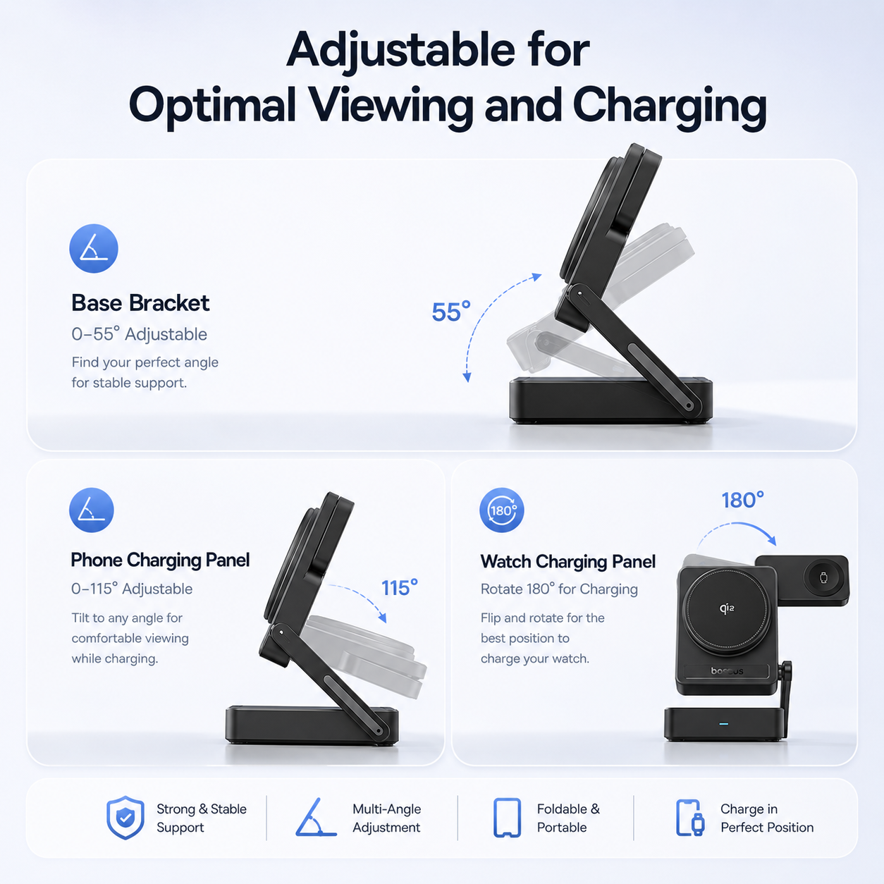 Baseus™ Elite 3-in-1 Magnetic Wireless Charging Station With Free Adapter